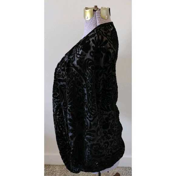 Black Velvet Jacket Shrug Size M Black Burn Out Cocktail Party Wedding EUC - Picture 3 of 10